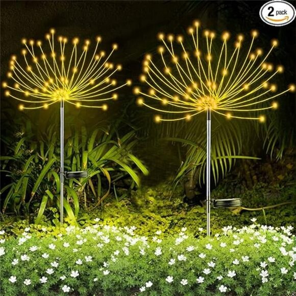 Solar Firework Lights Outdoor LED Garden Pathway Landscape Decoration Warm White - Picture 7 of 7